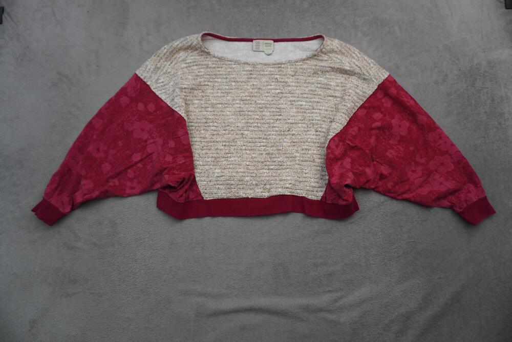 Anthropologie Saturday Sunday Dolman Sleeve Colorblock Sweater SMALL Floral Boxy